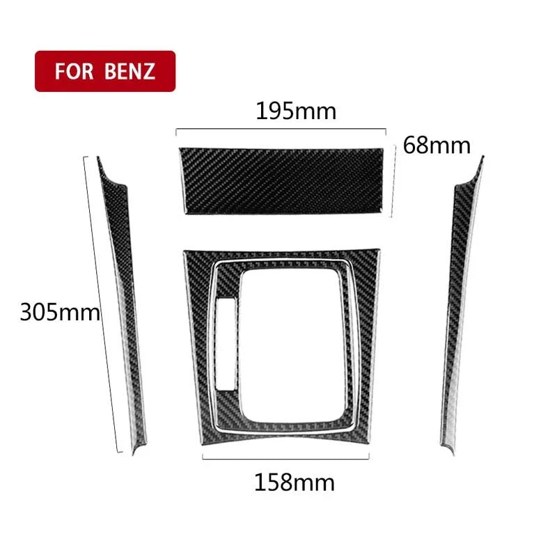 Benz E C-Class 2008-2012 Carbon Fiber Center Console Gear Shift Cover Trim