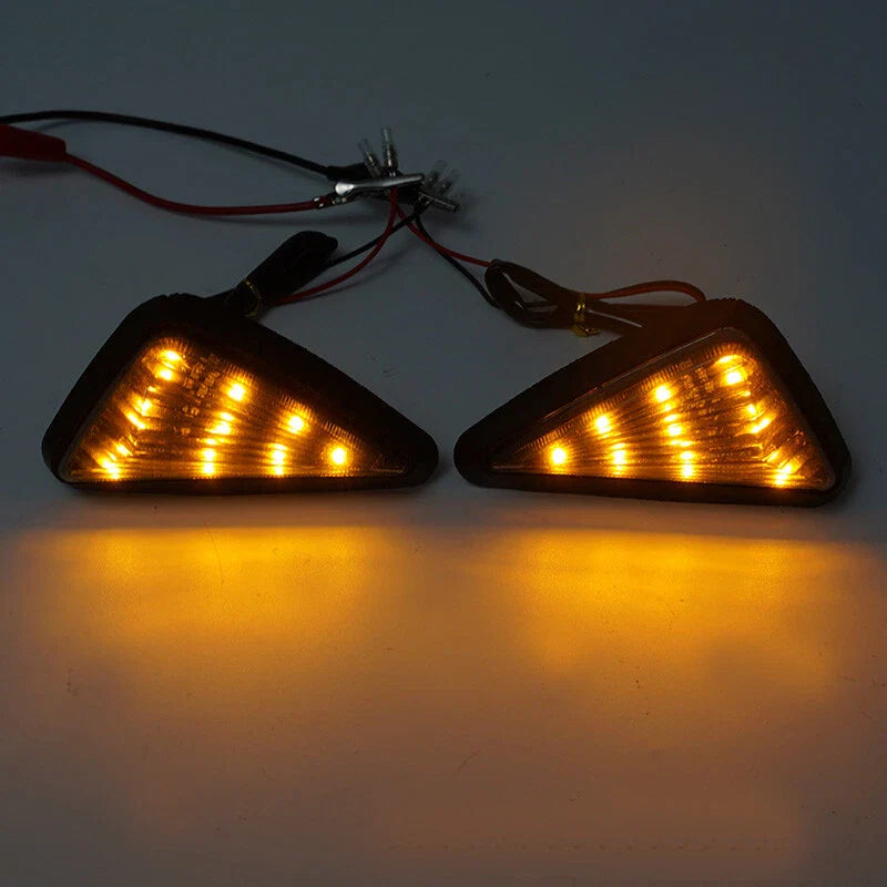 Motorcycle - Smoke Amber LED Triangle Flush Mount Turn Signal Light (12v)
