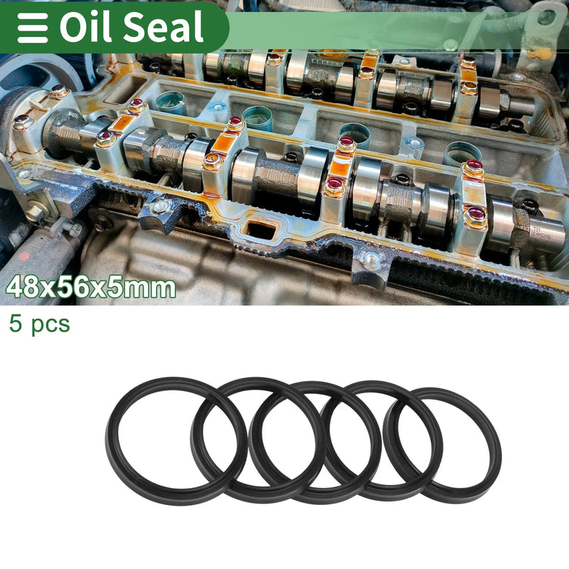 MakeModel Oil Seal / 48x56x5mm / Rotary Shaft Seal NBR Rubber Black 5 pcs