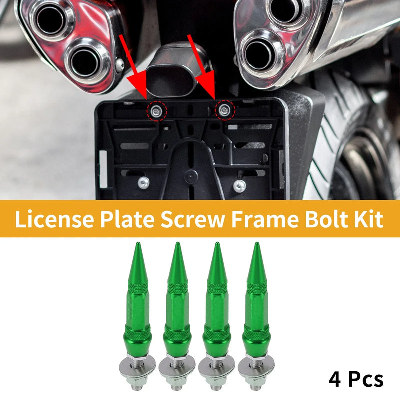 Universal Motorcycle License Plate Screws Cover 82mm Green 4 Pcs