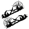 Car Side Body Sticker Graphic Decal Compass Deer Mountains Tree Forest