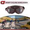 Set Motorcycle Riding Goggles Silver Tone Lens Brown Frame Cycling Sunglasses