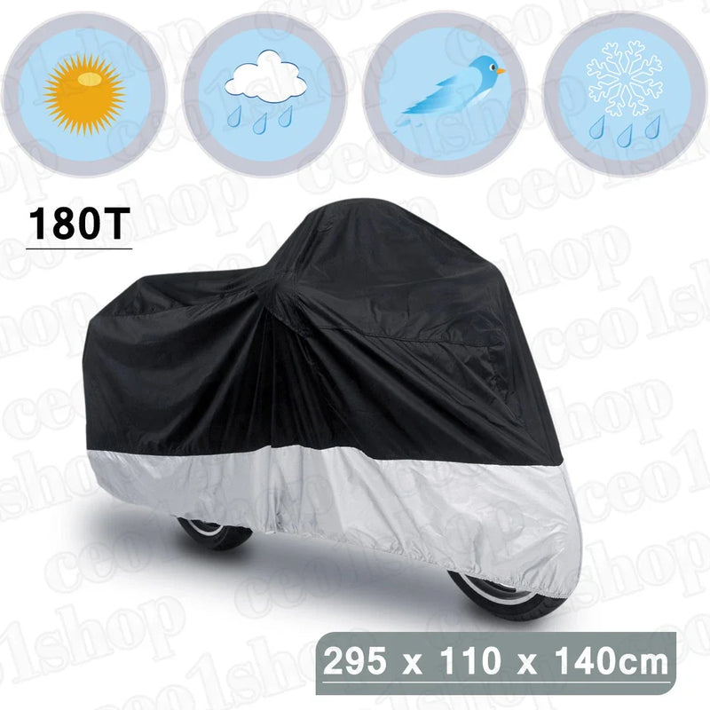 Honda Goldwing 1100 1200 1500 1800 XXXL 180T Black+Silver Motorcycle Cover