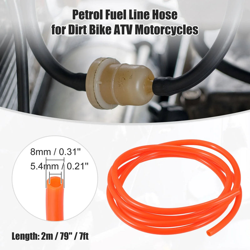 Motorcycle Dirt Bike Vent Line Hose 0.31'' x 7ft Orange Red