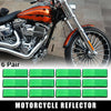 Motorcycle 6 x Pair 5mm-6mm Green Rectangle Screw Mount Warning Reflector