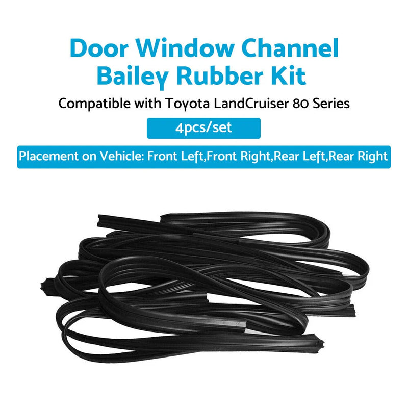 Toyota LandCruiser 80 Series Door Window Channel Rubber Kit (1990-1997)