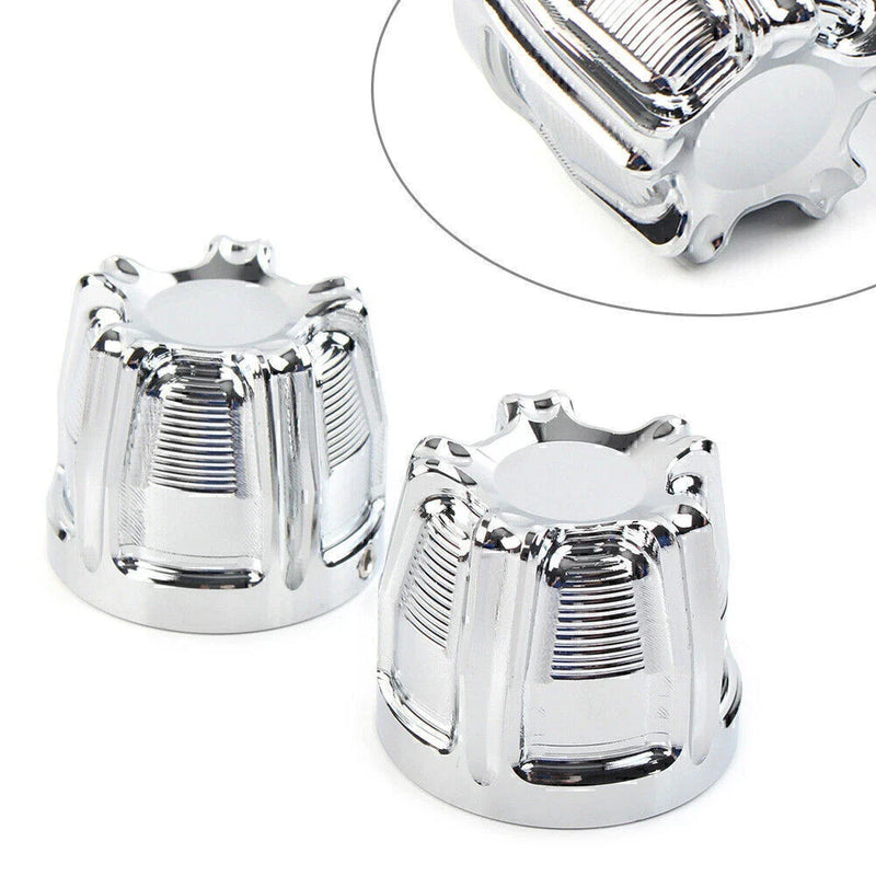 Harley Softail Touring Street Glide Chrome Front Cut Axle Nut Cap Covers