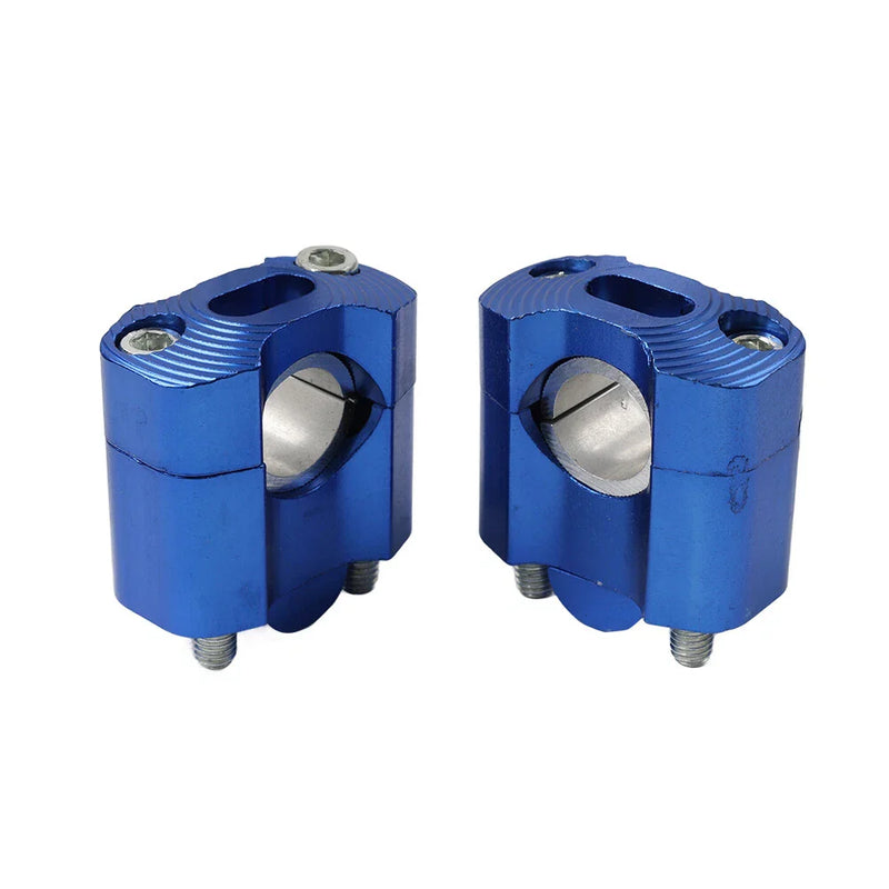 Dirt Pit Bike ATV Blue Fat Bar Mount Clamps Risers Adaptor 7/8 to 1-1/8