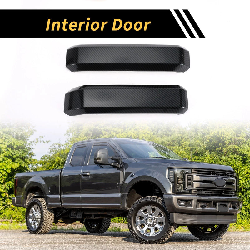 Ford F-150 (2015-2020) Carbon Fiber Black Interior Door Handle Cover Trims