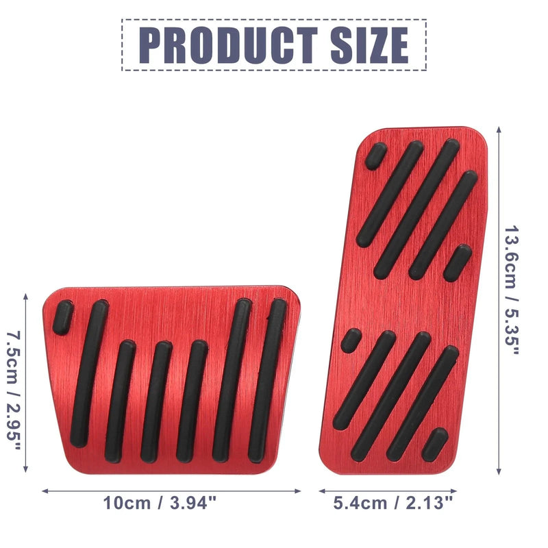 Jeep 2016-2021 (2 x) Red Car Brake Pedal Pad & Gas Accelerator Cover