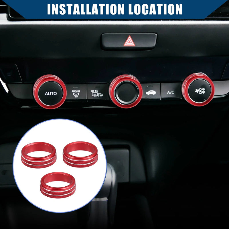 Honda Fit 2020-2023 Red 3 x Pieces AC Control Switch Knob Cover
