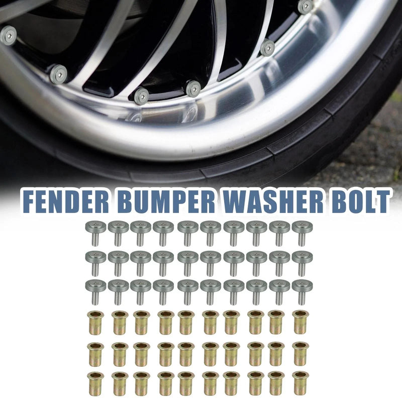 Motorcycle 30 Pcs Titanium Tone M6 Fender Washer Bolt Nut Kit
