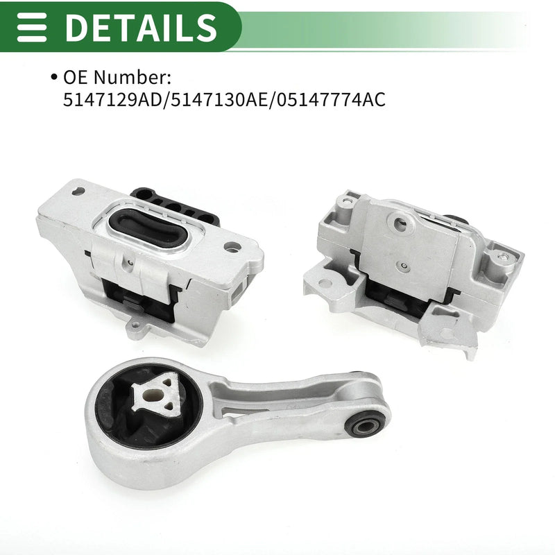 Dodge Grand Caravan Engine Motor Trans Mount Set (2008-2010)