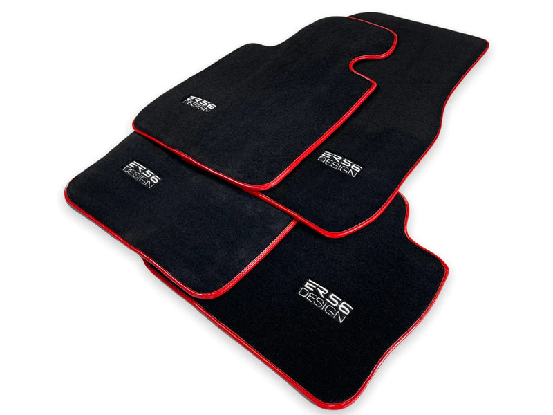BMW 3 Series E90 E91 Premium Black Red Round Floor Mats (2006-2013)