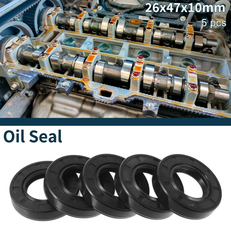 Oil Seal Rotary Shaft Seal 26x47x10mm NBR Black 5 pcs