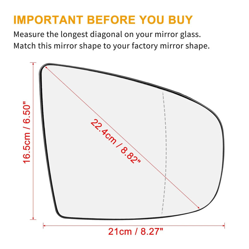 BMW X5 X6 Mirror Glass Heated w/ Backing Plate Passenger RH (2007-2013)