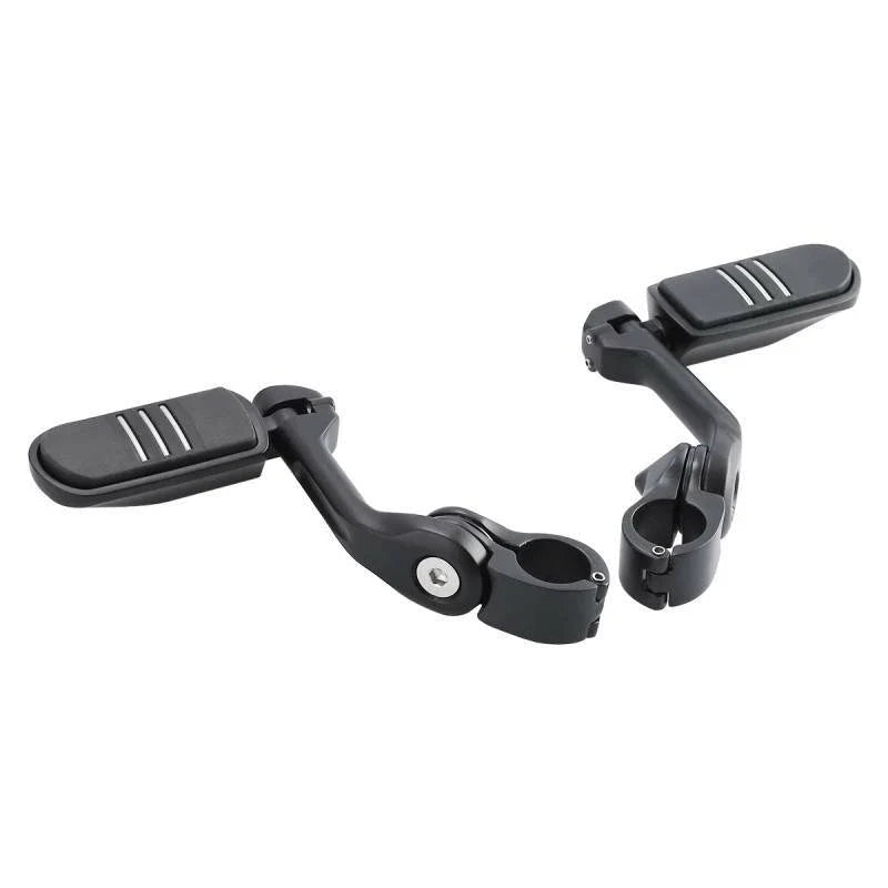 Motorcycle 1 1/4" Long Angled Matte Black Highway Engine Guard Footpegs