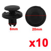 Honda Car Door Clips 50 x 8mm Black Plastic Rivets