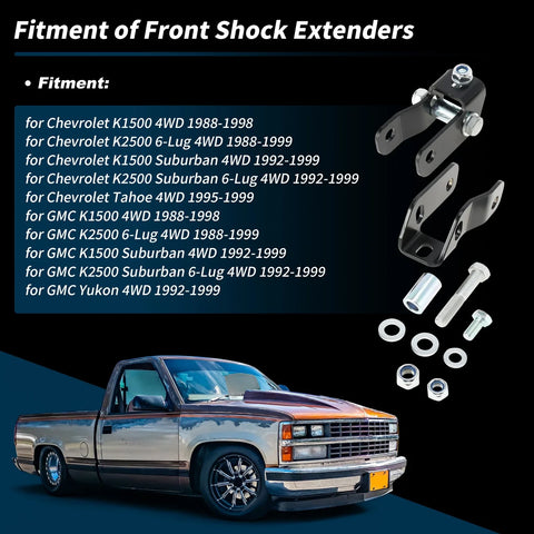 Chevrolet K1500 & GMC K2500 2-4 in Front Shock Extenders (1988-1998)