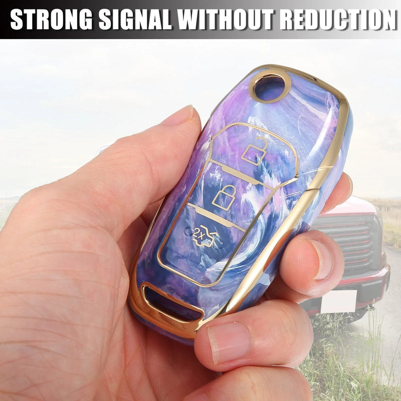Ford F150 3 x Key Fob Remote Control Cover TPU Shell Purple (2015-2018)