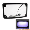 Motorcycle 12° Curved Aluminum License Plate Frame w/6 LED Lights