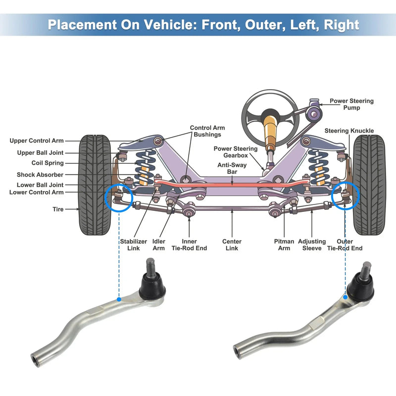 Honda Accord Front Outer Tie Rod End Links (2003-2007)