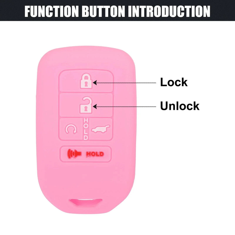 Honda Accord Civic CR-V 5 x Button Key Fob Cover Case Pink (2016-2023)