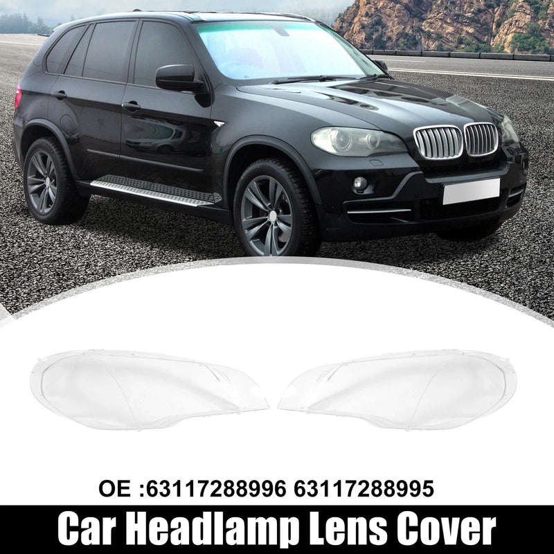 BMW X5 E70 Pair Front Headlight Lens Cover Cap (2007-2013)