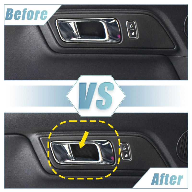 Ford Mustang Carbon Fiber Inner Door Handle Bowl Covers (2015-2020)