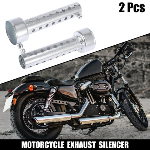 2 x 42mm Motorcycle Exhaust Silencer Exhaust Insert Muffler Pipe Silver Tone