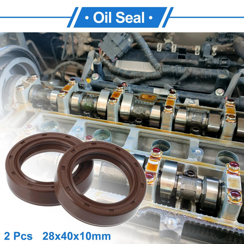 Make Model Oil Seal 28x40x10mm Rotary Shaft Seal FKM Rubber 2 x Brown