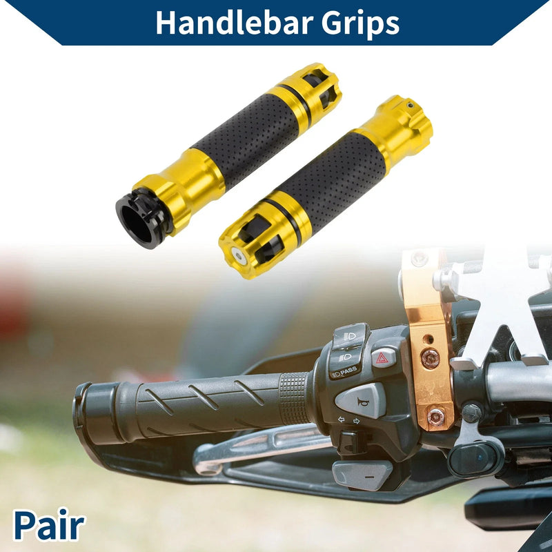 Make Model 23 x 23 mm Motorcycle Hand Grips Cover Gold Tone 1 Pair