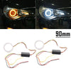 Car Headlight Retrofit 90MM White Amber Switchback LED Halo Rings