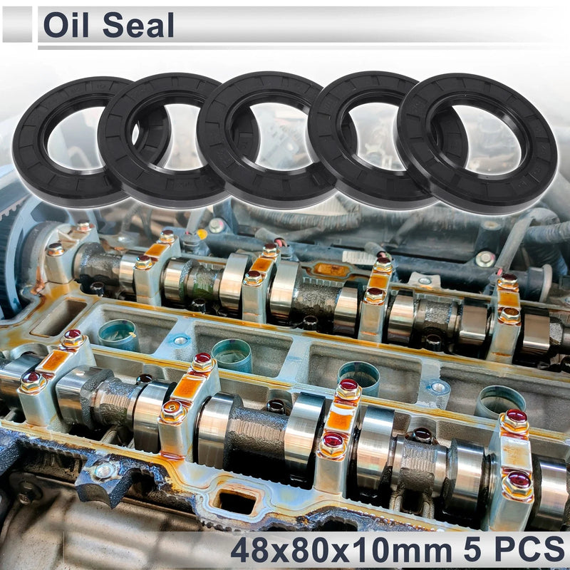 Oil Seal Rotary Shaft Seal NBR Rubber 48x80x10mm 5 Pcs