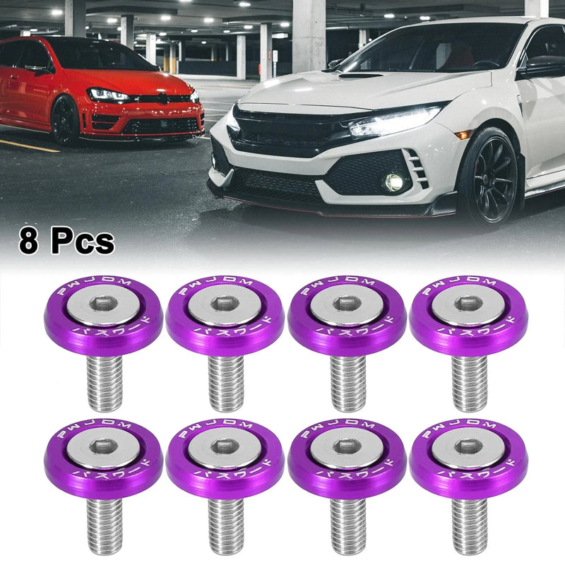 Car / Motorcycle 8pcs Purple M6 Quick Release Fastener Bumper Mudguard Washer Bolt
