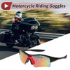 Set Motorcycle Riding Goggles Red Lens Black Frame PC TPU Cycling Sunglasses