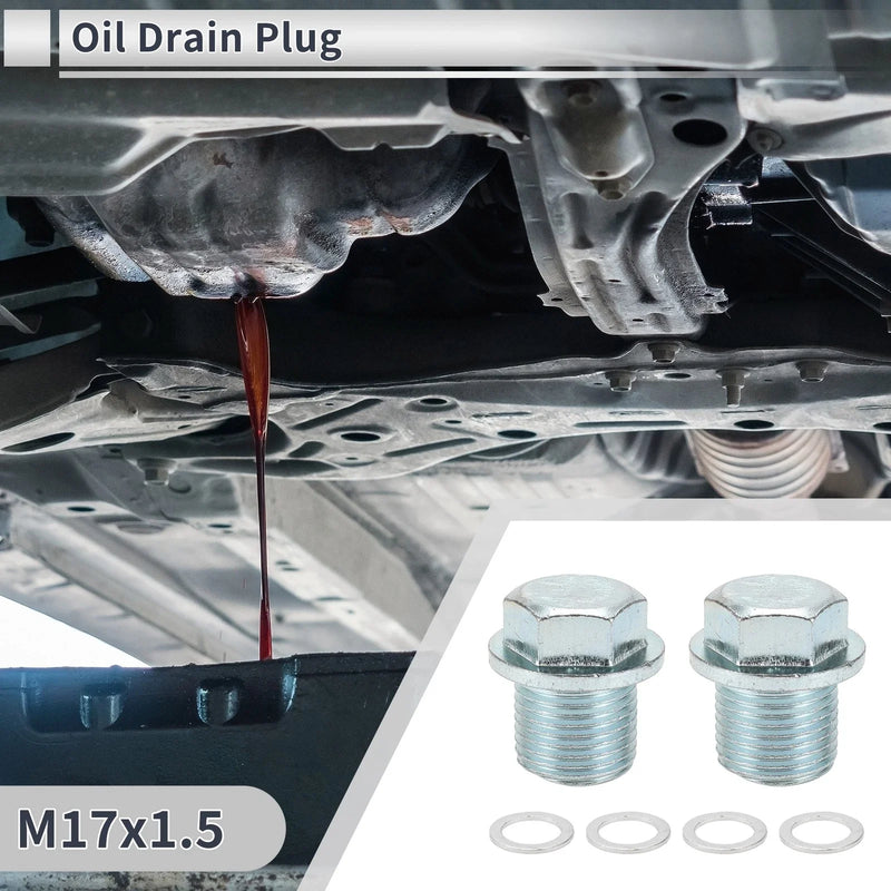 Car / Motorcycle Set M17x1.5 0.98" Height Engine Oil Drain Plug with Gasket
