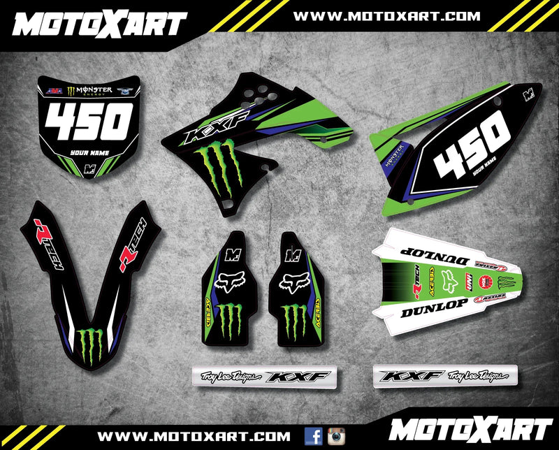 KXF 450 2009-2011 - SURGE Style Custom Decals Full Graphics Kit