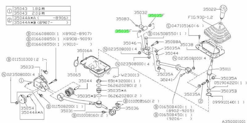Subaru Legacy Forester Impreza 4 x Shift linkage joint bushings