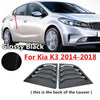 Kia K3 2Pcs ABS Glossy Black Window Louver Shutter Cover Trim (2014–2018)