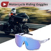 Motorcycle Riding Goggles Blue Lens White with Black Spots Frame PC