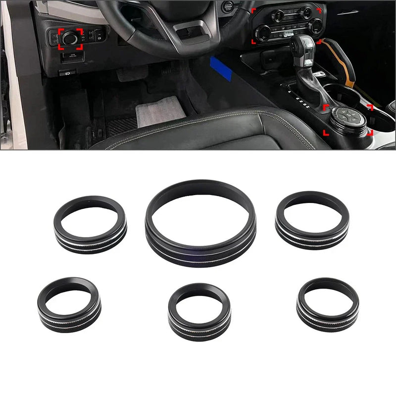 Ford Bronco (2021-2022) Black Stereo Tune Knob Headlight Switch Covers