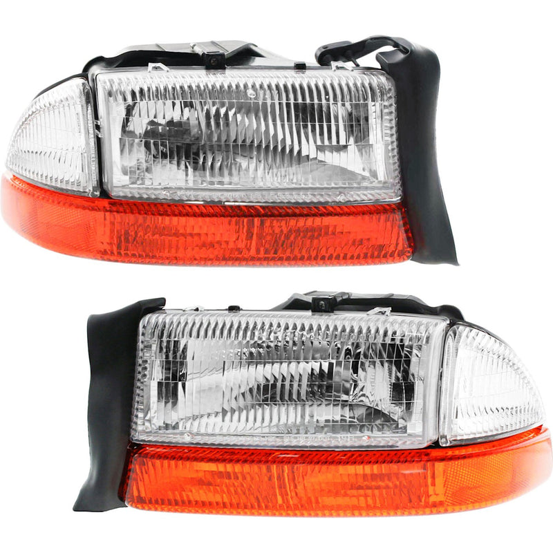 Headlights Headlamps w/ Signal Left & Right Pair Set for