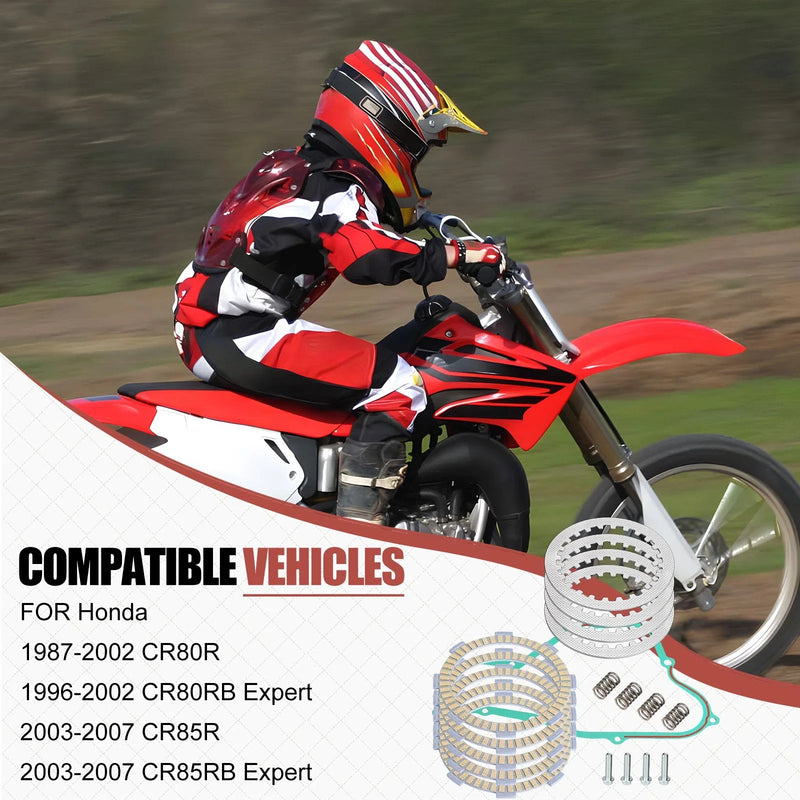 Honda CR85R CR85RB Clutch Friction Steel Plates Gasket Kit (2003–2007)