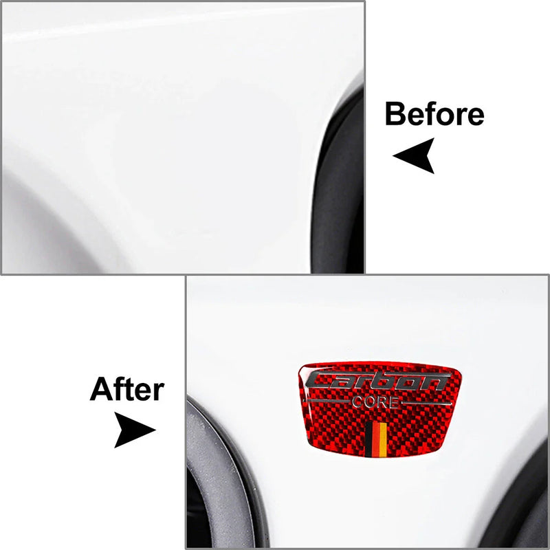 Vehicle Carbon Fiber Red Universal Car Core Emblem B Column Trim