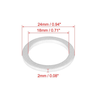 10 x M18 Silver Tone Oil Drain Plug Gaskets for Toyota (90430-18008)