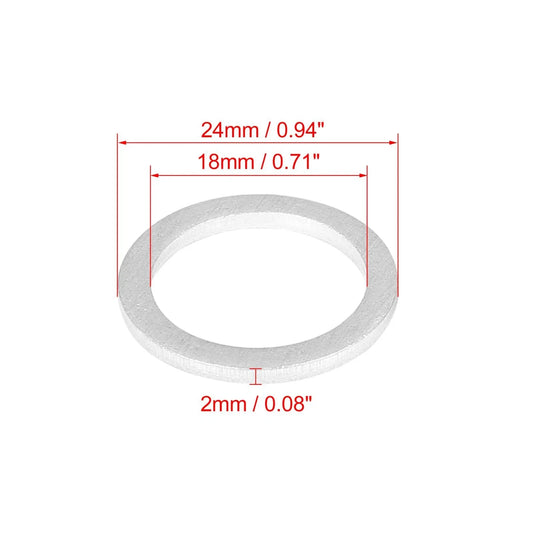 10 x M18 Silver Tone Oil Drain Plug Gaskets for Toyota (90430-18008)