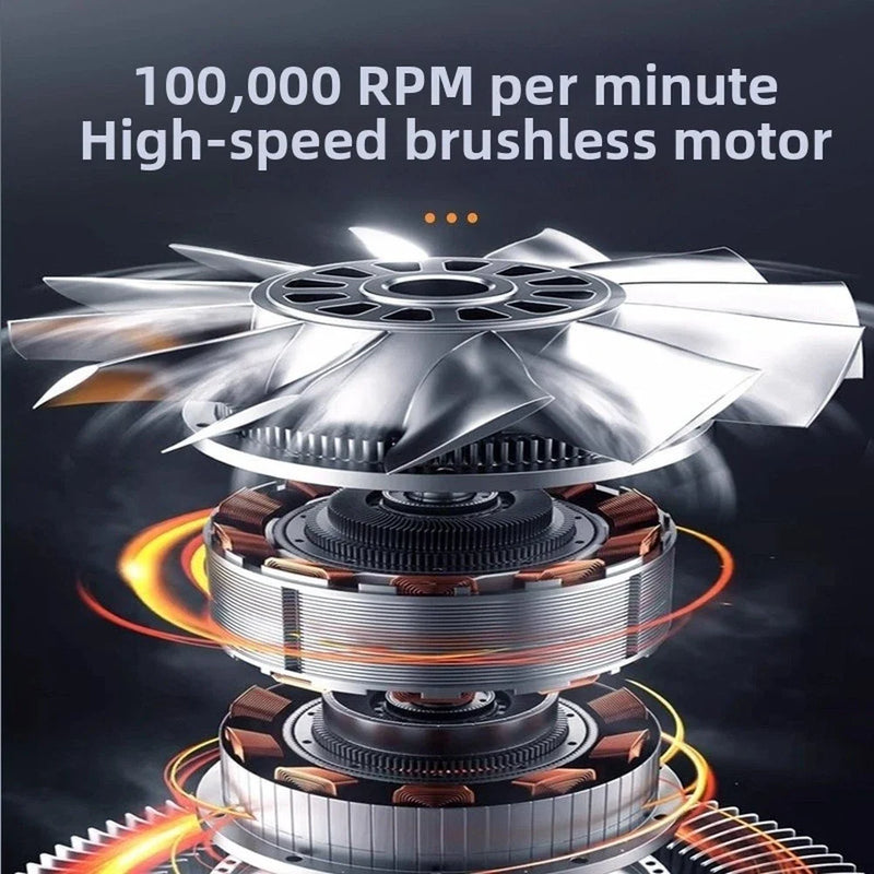 100000RPM Handheld Turbo Fan Blower with LED Light and 6 Speeds