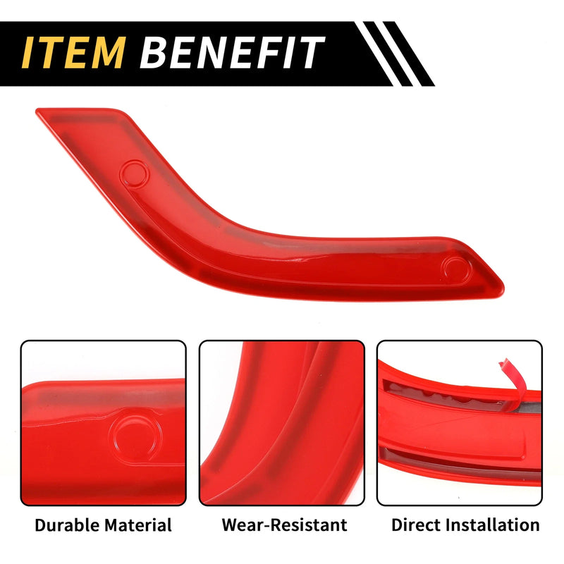Jeep Wrangler Red Front Rear Door Handle Panel Bezel Cover Trims (2007-2023)