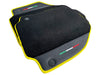 Ferrari 488 GTB Black Tailored Carpets with Yellow Trim Floor Mats